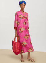 Caftans Lisa Corti Radha Habutai Silk Caftan Fuxia M / Fuchsia Apoella