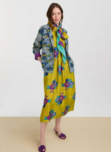 Caftans Lisa Corti Radha Habutai Silk Caftan Green Gold M / Gold Apoella