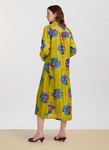 Caftans Lisa Corti Radha Habutai Silk Caftan Green Gold M / Gold Apoella