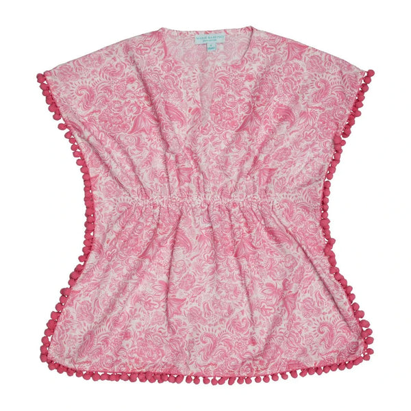 Caftans Marie Raxevsky Sleeveless Pom Pom Caftan Paisley Pink Apoella