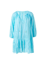 Caftans Melissa Odabash Ashley Embroidered Short Dress Turquoise Apoella