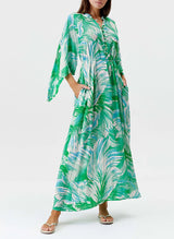 Caftans Melissa Odabash Edith Buttoned Top Belted Caftan Rainforest Apoella