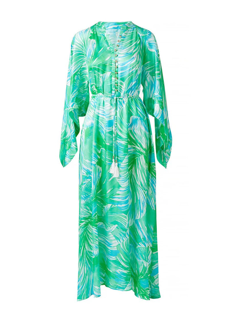 Caftans Melissa Odabash Edith Buttoned Top Belted Caftan Rainforest Apoella