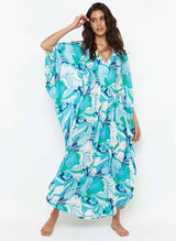 Caftans Melissa Odabash Frederica V Neck Maxi Caftan Bloom O/S / Bloom Apoella