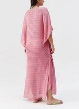 Caftans Melissa Odabash June V Neck Knit Maxi Caftan Pink O/S / Pink Apoella