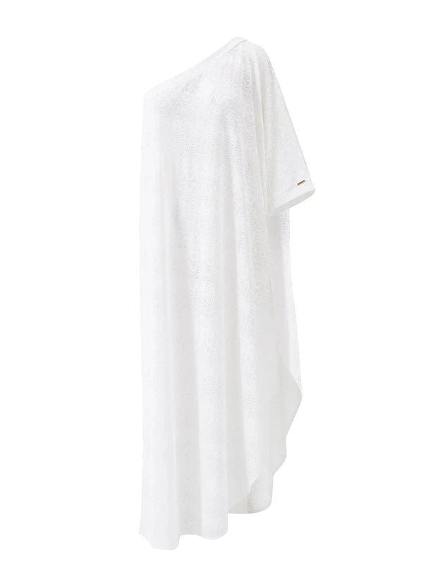 Caftans Melissa Odabash Savanna One Shoulder Knit Caftan White Apoella