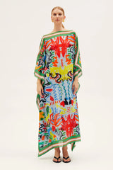 Caftans RIANNA + NINA Tropica Fruta Kaftan Cotton Tucan Sky O/S / Tucan Sky Apoella