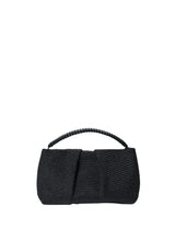 Clutch Callista Crafts Maxi Pleated Clutch Black Leather & Straw O/S Apoella
