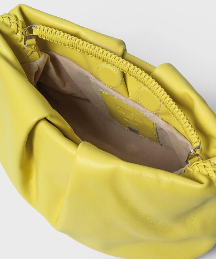 Clutch Callista Crafts Pleated Clutch Smooth Leather Lemon O/S / Yellow Apoella