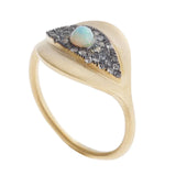 Cyclops Eye Ring Opal Gold Plated