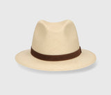 - Country Panama Hat Brown Suede Ribbon Natural Apoella