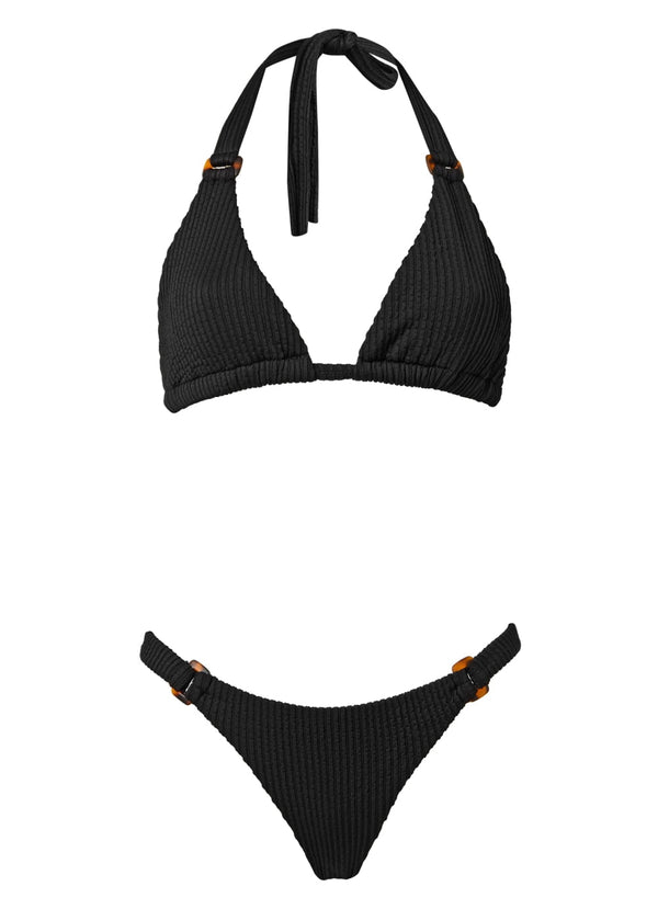 - Dahlia Halter Bikini Curly Black Apoella