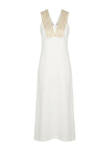 Dresses Ancient Kallos Ariadni Cord Embroidered Linen Midi Dress Off White S / White Apoella