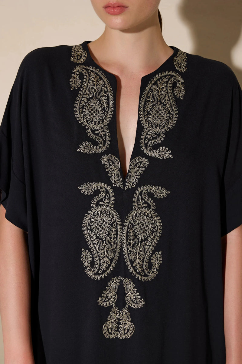 Dresses Ancient Kallos Lahour Embroidered Caftan Navy Blue S/M / Navy Blue Apoella