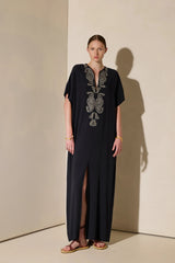 Dresses Ancient Kallos Lahour Embroidered Caftan Navy Blue S/M / Navy Blue Apoella