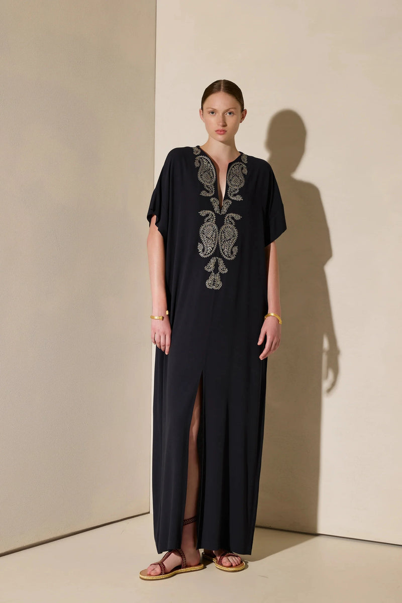Dresses Ancient Kallos Lahour Embroidered Caftan Navy Blue S/M / Navy Blue Apoella