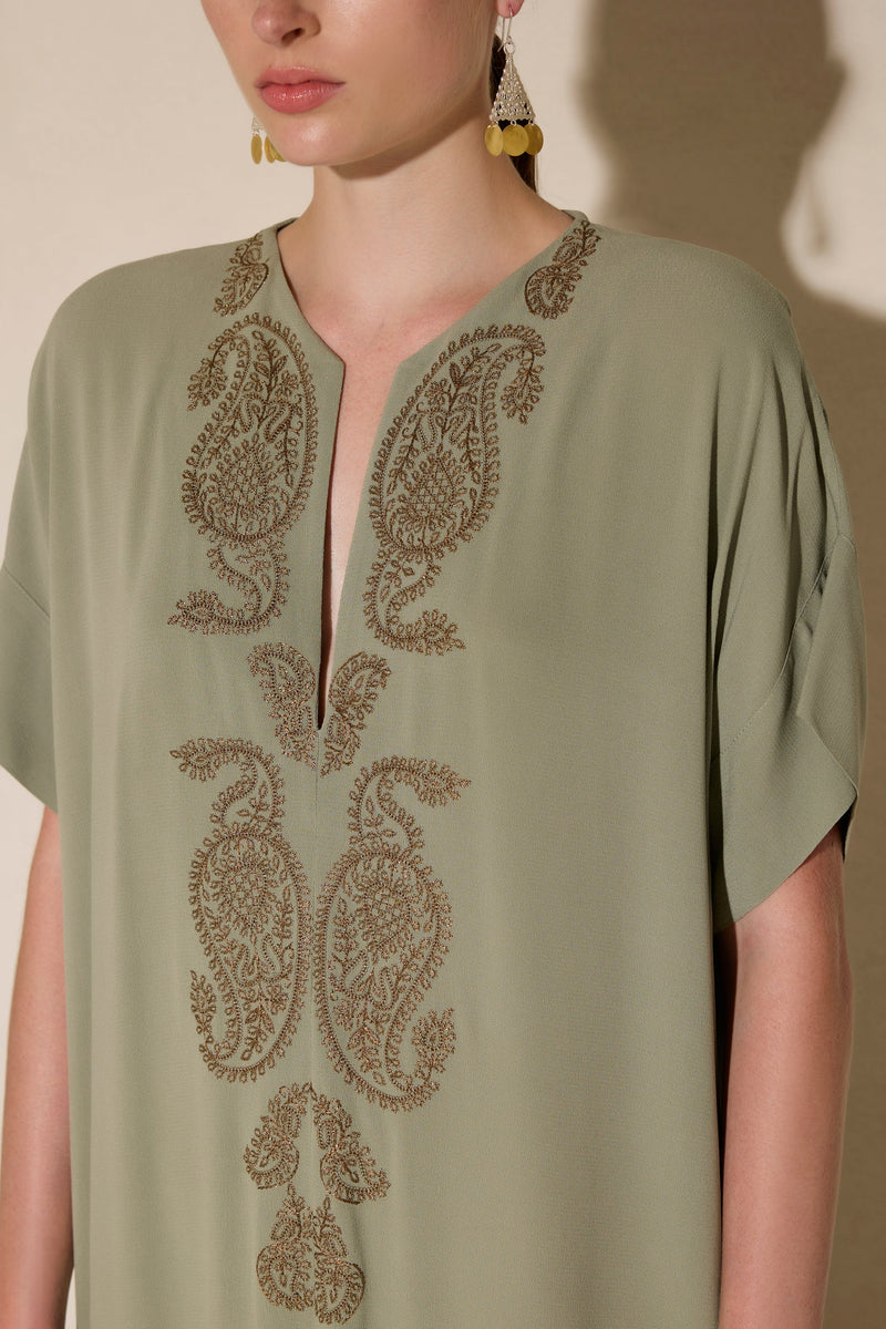 Dresses Ancient Kallos Lahour Embroidered Caftan Pistachio S/M / Pistachio Apoella