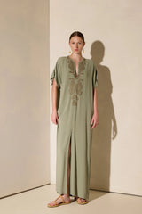 Dresses Ancient Kallos Lahour Embroidered Caftan Pistachio S/M / Pistachio Apoella