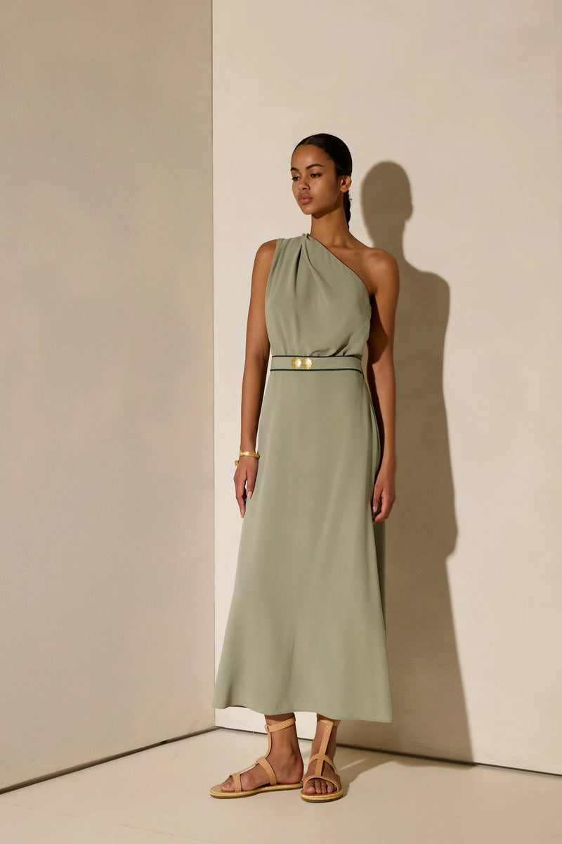 Dresses Ancient Kallos Porpes One Shoulder Midi Dress Pistachio S / Pistachio Apoella