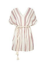 Dresses Ancient Kallos Posidonia Woven Belted Tunic Striped Cherry/Sand S/M / Cherry Apoella
