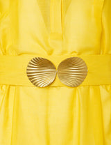 Dresses Ancient Kallos Syros Long Dress Golden Shell Buckles Lemon Yellow O/S / Yellow Apoella