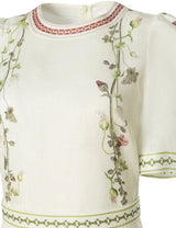 Dresses Ancient Kallos Wild Flowers Puff Sleeve Long Dress Off White S / Off White Apoella