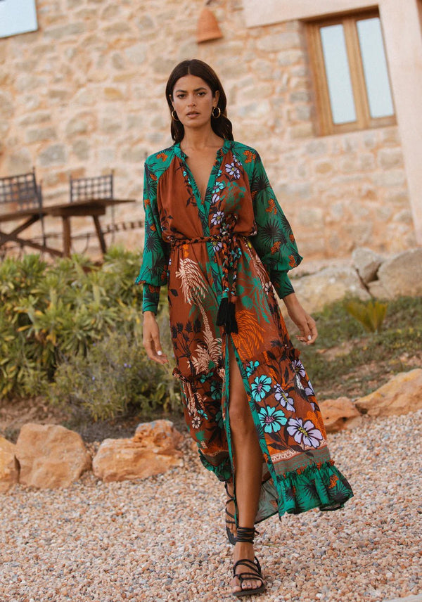 Dresses Anjuna Lucilla Long Dress Floral Brown Apoella