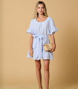 Dresses Apoella Amaryllis Linen Ruffle Mini Dress Denim Apoella