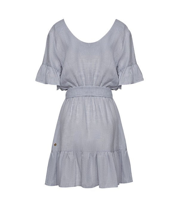 Dresses Apoella Amaryllis Linen Ruffle Mini Dress Grey Apoella