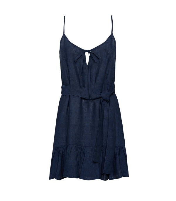 Dresses Apoella Ariadne Linen Strap Mini Frill Dress Denim Apoella