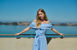 Dresses APOELLA Chryssiana Poplin Off Shoulder Long Dress Sky Apoella