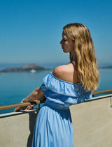 Dresses APOELLA Chryssiana Poplin Off Shoulder Long Dress Sky Apoella