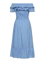 Dresses APOELLA Chryssiana Poplin Off Shoulder Long Dress Sky Apoella