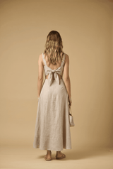 Dresses APOELLA Evy Cut Out Linen Long Dress Beige Apoella