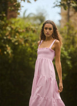 Dresses Apoella Helen Smocked Midi Dress Pink Apoella