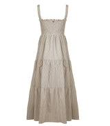 Dresses Apoella Helen Smocked Midi Dress Striped Khaki Apoella