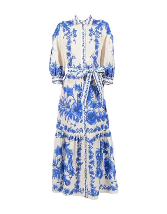 Dresses Borgo De Nor Bianca Linen Long Shirtdress Antigua Blue M / Color Apoella