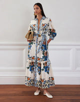 Dresses Borgo De Nor Bianca Linen Shirtdress Magical Blossom Cream Apoella