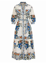 Dresses Borgo De Nor Bianca Linen Shirtdress Magical Blossom Cream Apoella