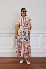 Dresses Borgo De Nor Bianca Linen Shirtdress Magical Blossom Pink Apoella