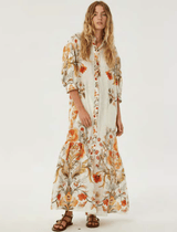 Dresses Borgo De Nor Bianca Linen Shirtdress Sun Fire Garden - Cream 10UK / Sun Fire Garden Apoella