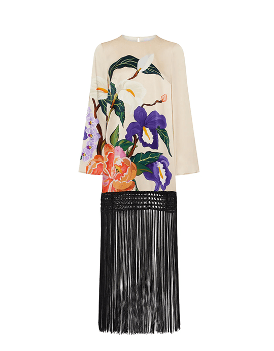 Dresses Borgo De Nor Daphne Crepe Satin Dress Tree Of Life Cream Apoella