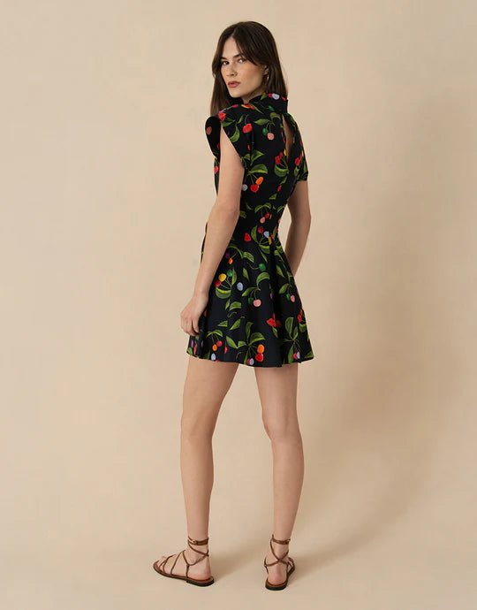 Dresses Borgo De Nor Helena Cotton Mini Dress W. Belt Cherry Black Apoella