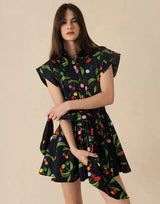 Dresses Borgo De Nor Helena Cotton Mini Dress W. Belt Cherry Black Apoella