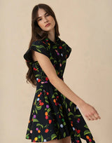 Dresses Borgo De Nor Helena Cotton Mini Dress W. Belt Cherry Black Apoella