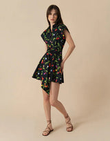 Dresses Borgo De Nor Helena Cotton Mini Dress W. Belt Cherry Black Apoella