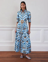 Dresses Borgo De Nor Marni Cotton Shirtdress Magical Blossom Blue Print Apoella