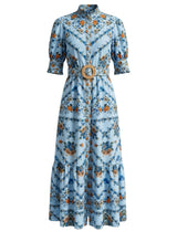 Dresses Borgo De Nor Marni Cotton Shirtdress Magical Blossom Blue Print Apoella