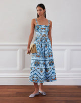 Dresses Borgo De Nor Ninet Cotton Dress Magical Blossom Blue Apoella