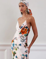 Dresses Borgo De Nor Olive Crepe Satin Dress Magical Blossom Pink Apoella